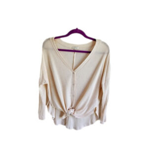 Z Supply Cream Cardigan Tie front Longer back Size Small